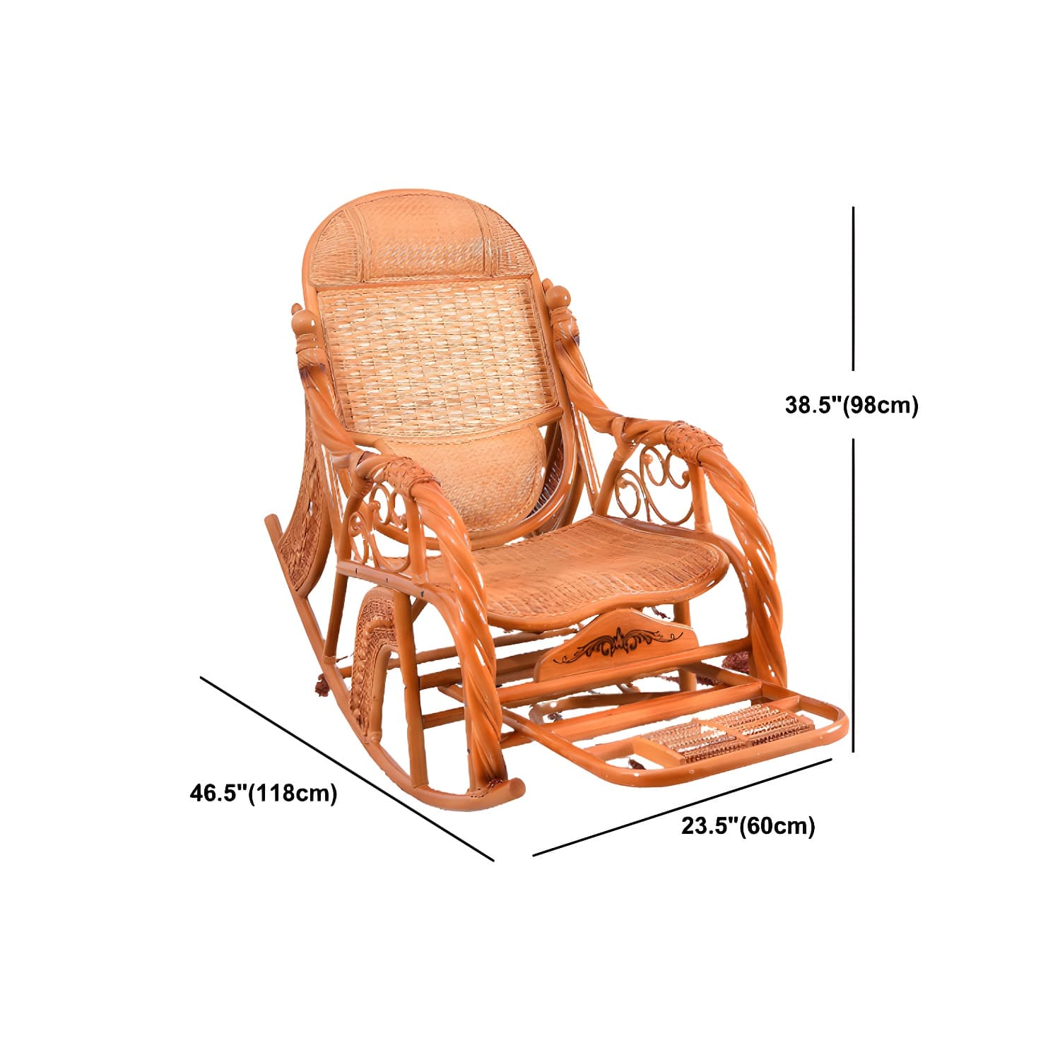 Traditional Rocking Chair Wicker Spindle Backrest Solid Color Indoor Rocking Chair - image 22