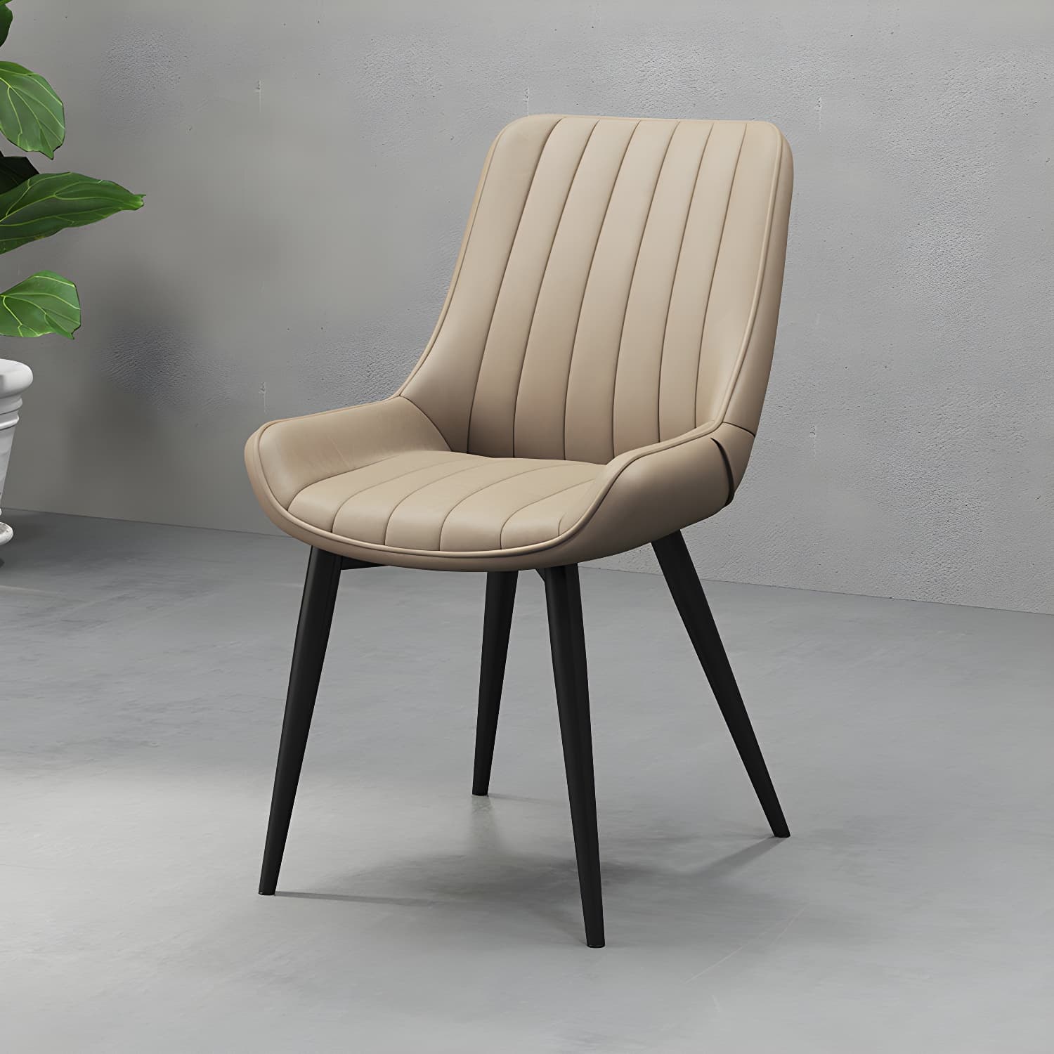 Metal Frame Dining Side Chair Faux Leather Upholstered Side Chair - image 4
