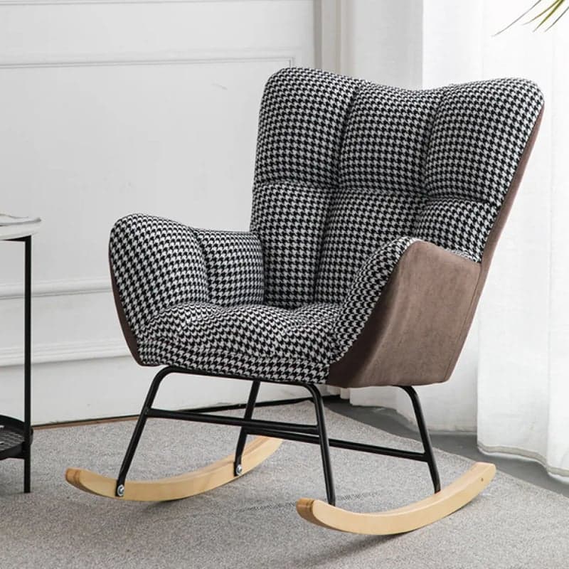 Midnight Black/Olive Green/Lemon Color Ergonomic Stationary Rocking Chair Couch with Rear & Round Arm - image 3