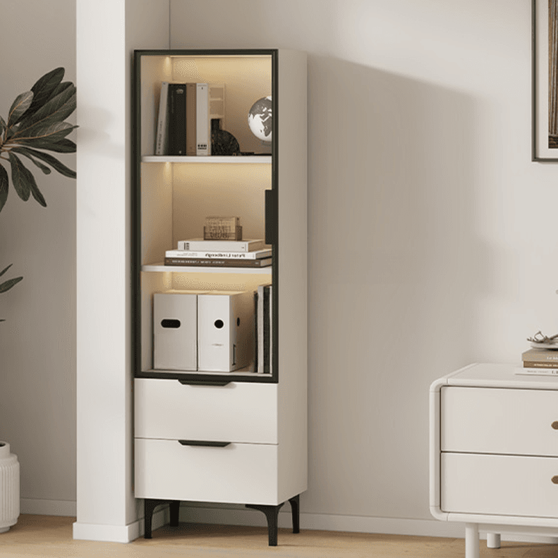 Detached Accent Cabinet with Damp-proof, Scratch-immune Glazed Door, Grip Bars in Chalk, and Soft Close Drawer