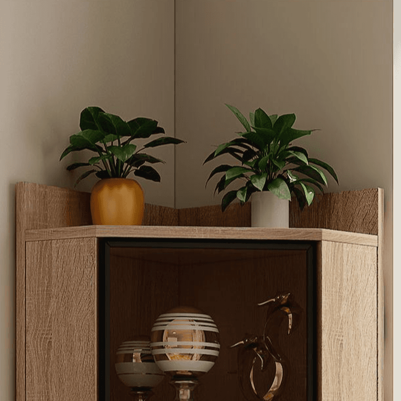 Gray/Wood Grain Unattached Accent Cabinet with Engineered Wood for Living Room - image 11