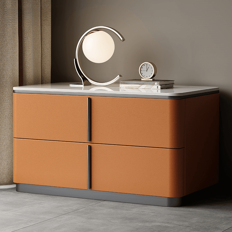Modish Drawer Storage Bedside Table with 2 Drawers and Sintered Stone Countertop - image 11