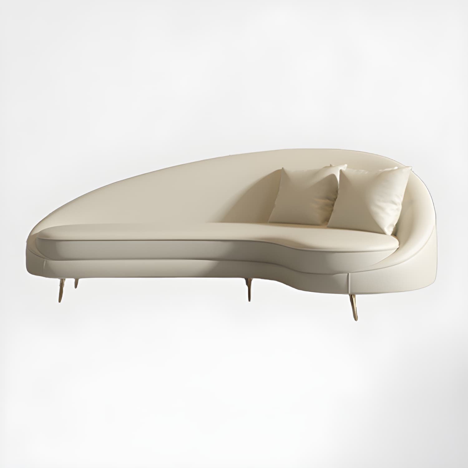 Faux Leather Curved Sofa Contemporary Sloped Arm Sofa for Living Room - image 22