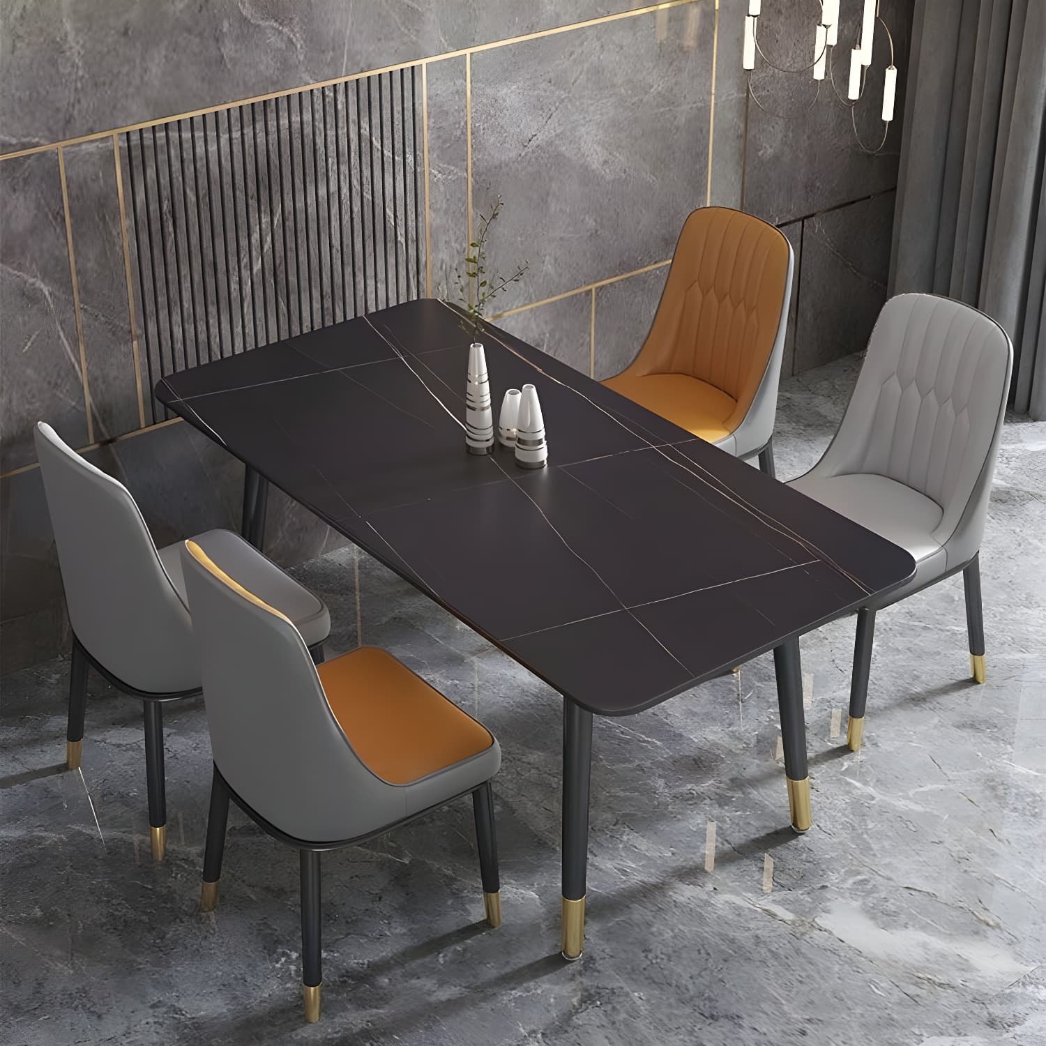 Simplicity Furniture Rectangle Stone Dining Room Table for Dining Room