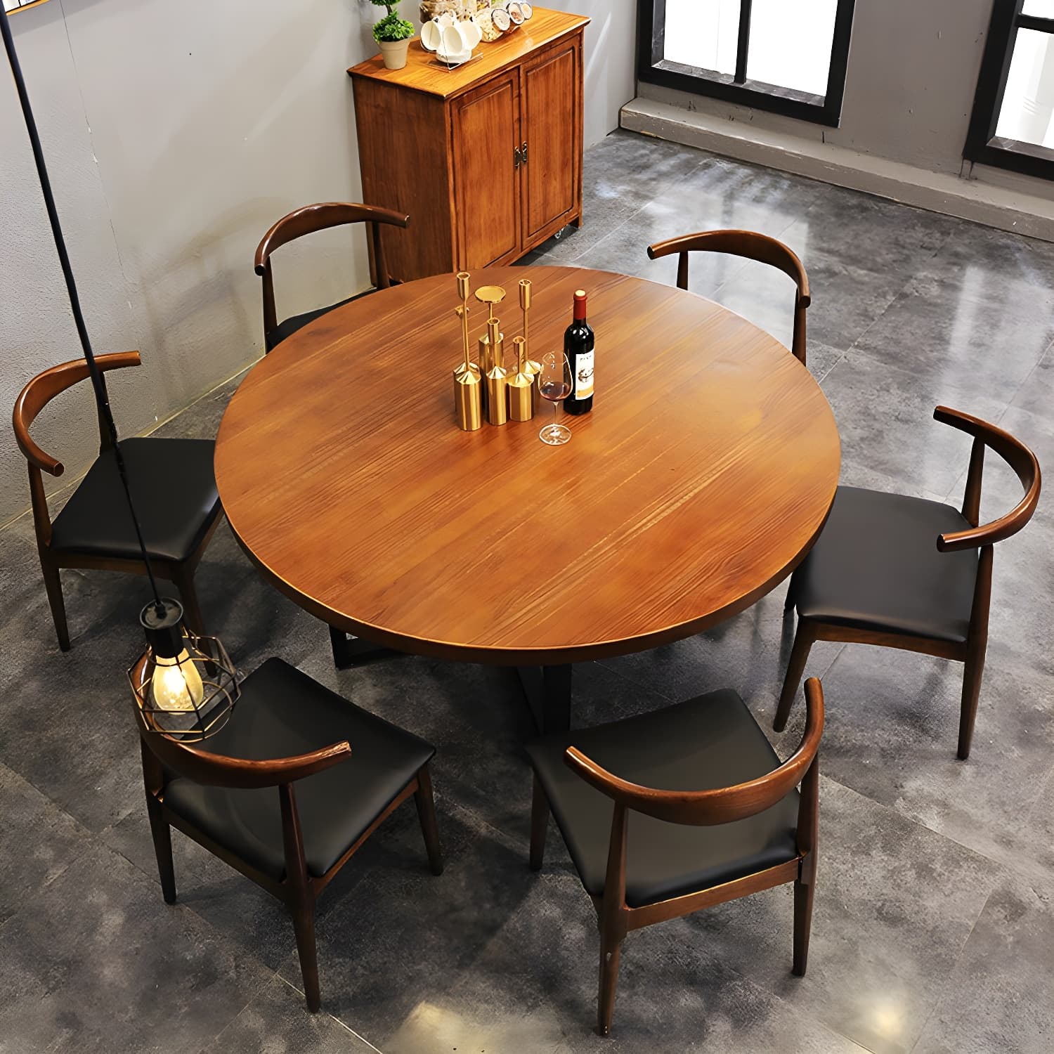 Simple Style Dining Table Solid Wood Round Dinette Table for Home Kitchen