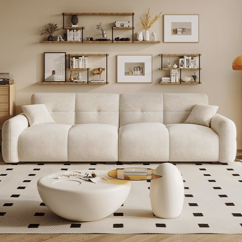 Modish Solid Color Stain Resistant Standard Sofa in Grey/Rose/Emerald Green with 4-seater/5 Person/6-Seater and 2 Pillows - image 7