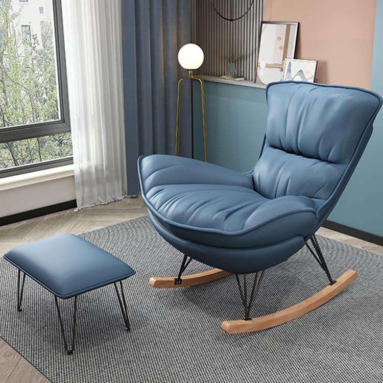 Natural Wood Armless Upholstered No Scratch or Stain Resistance Indoor Rocking Chair - image 14