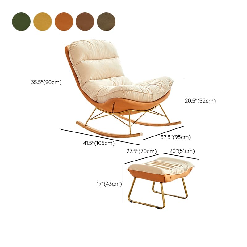 Trendy Faux Leather Upholstered Rocking Chair Couch with Footstool , Spindle Back and Resistant To Dirt - image 22