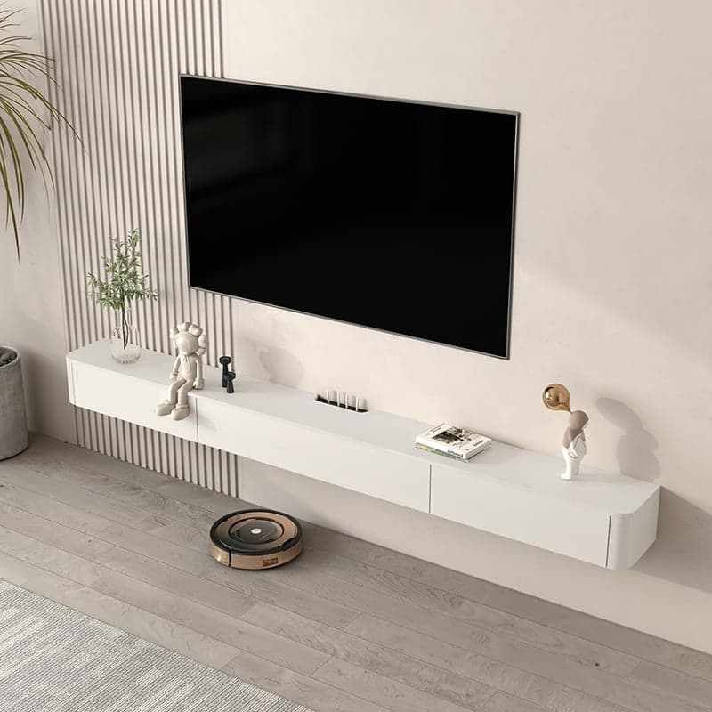 Contemporary Rectangular Wall Mounted TV Stand with Door Living Room - image 4