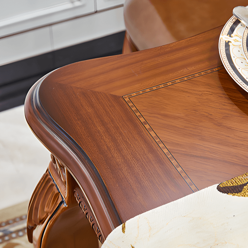 Retro Rectangular Brown Solid Wood Dining Table Set with Four Legs and Fixed Table - image 8