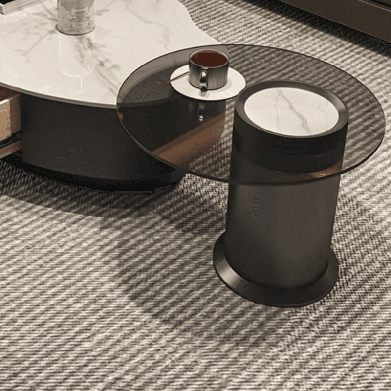 Double Nesting/Single Round/Irregular Accent Table for Living Room with Slate/Glass Tabletop in a Casual Style - image 8