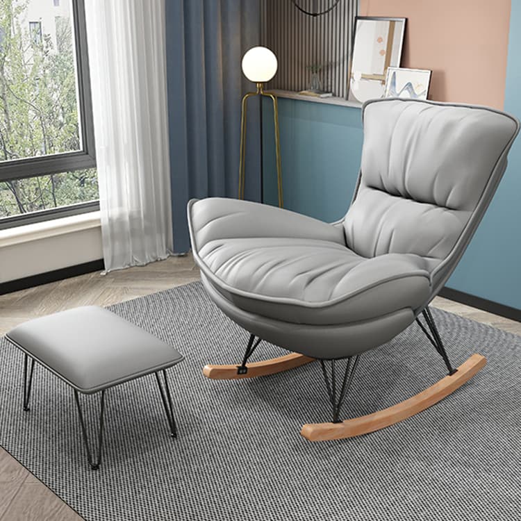 Elegant Upholstered Rocking Chair with Natural Wood Legs - Modern Style for Chic Home Decor - image 13