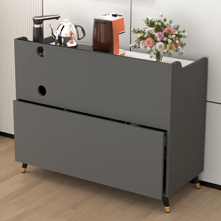 Contemporary Wood Sideboard Credenza with Stone Countertop and Drawers Included - image 7