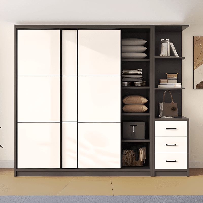 Detached Timber Gray Wardrobe Armoire with Soft Close Door, Interior Shelves and Hanging Rod, Soft Close Drawer Included/Not Included - image 4