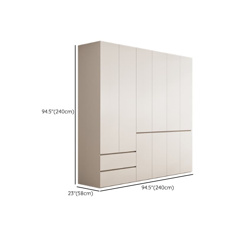 White Minimalist Manufactured Wood Wardrobe Closet with 2 Drawers, Soft Close Door, Interior Shelves, and Clothing Rod - image 21