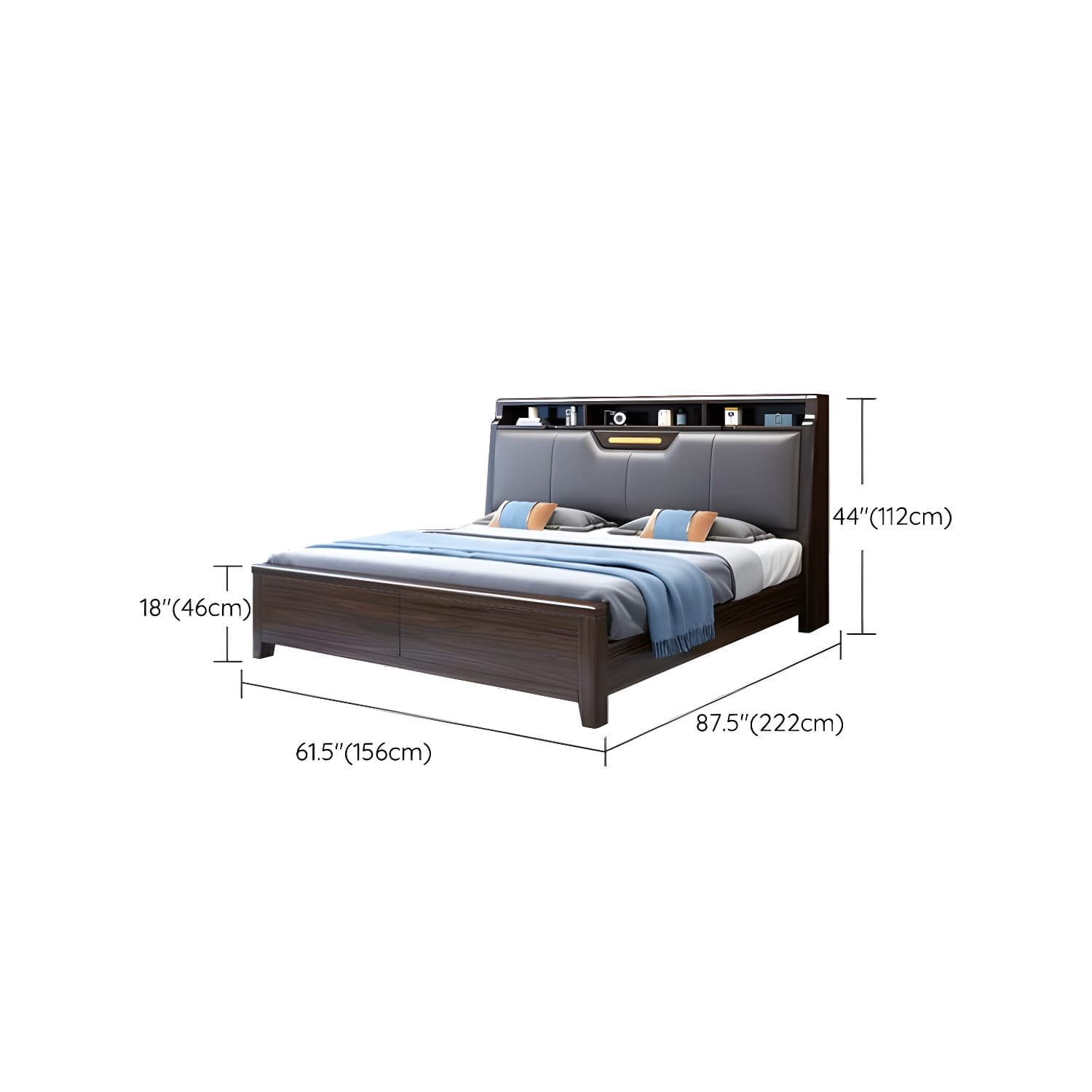 Brown Upholstery Wood Bed with Headboard – Modern Style, Full Assembly Needed - image 11