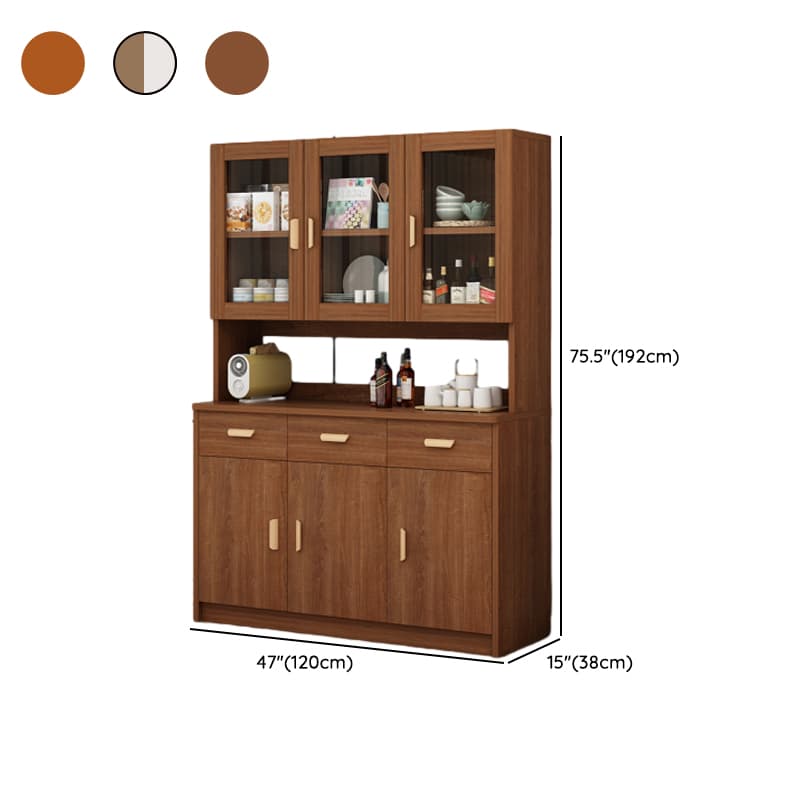 Modern Glass Doors Freestanding Wood Countertop Sideboard with Kitchen Appliance Storage - image 18