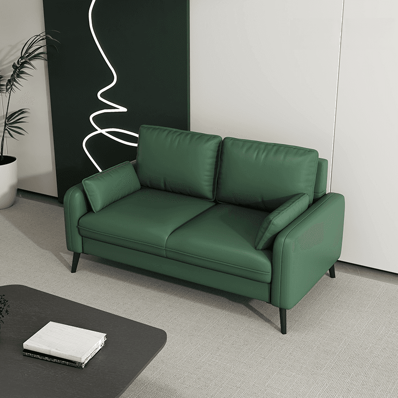 Contemporary Modern Solid Color Water Resistant Loveseat in Cerulean/Jade Green/Amber Color for 2 People with 2 Pillows