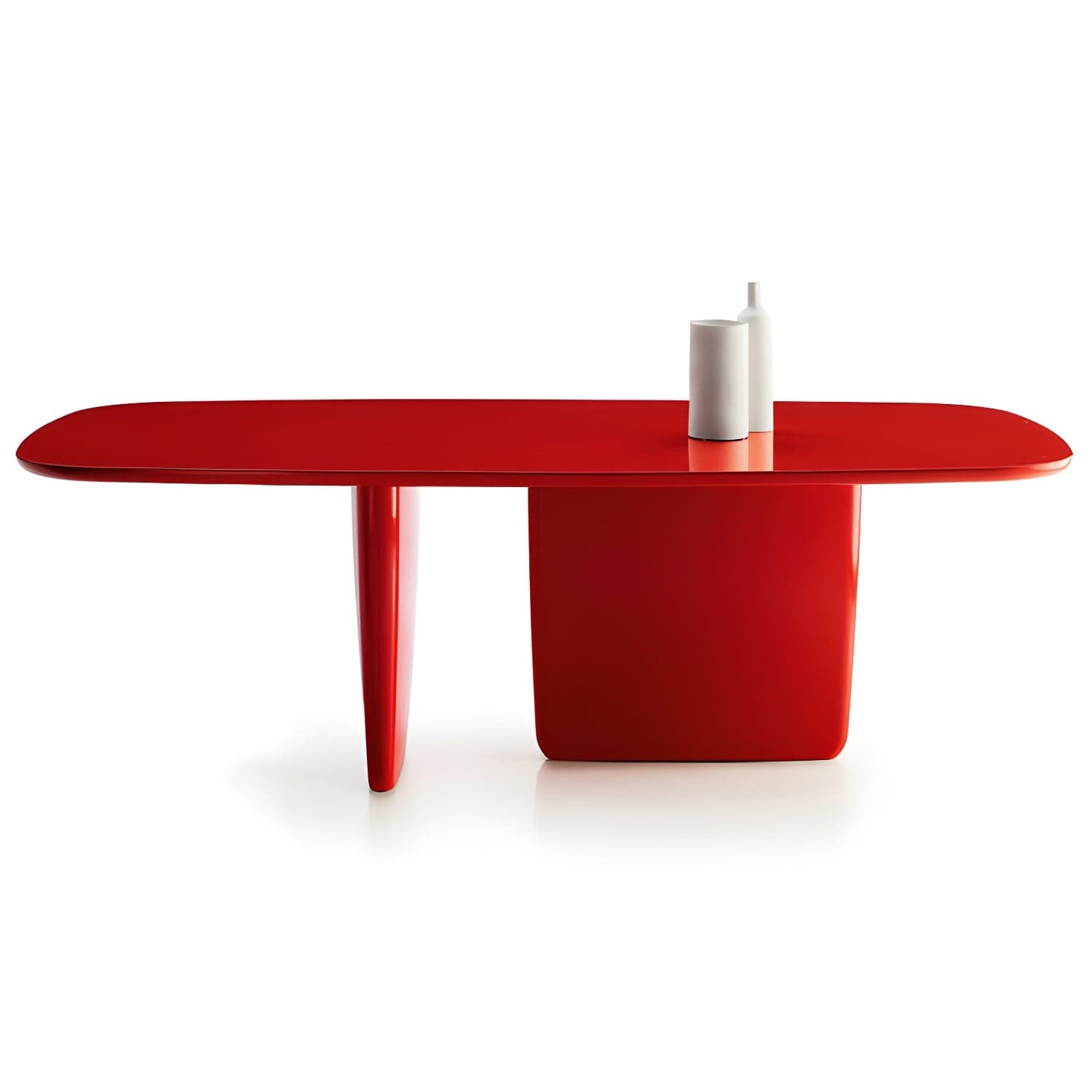 Rectangle Solid Wood Dining Table Modern Table with Double Pedestal Base - image 4