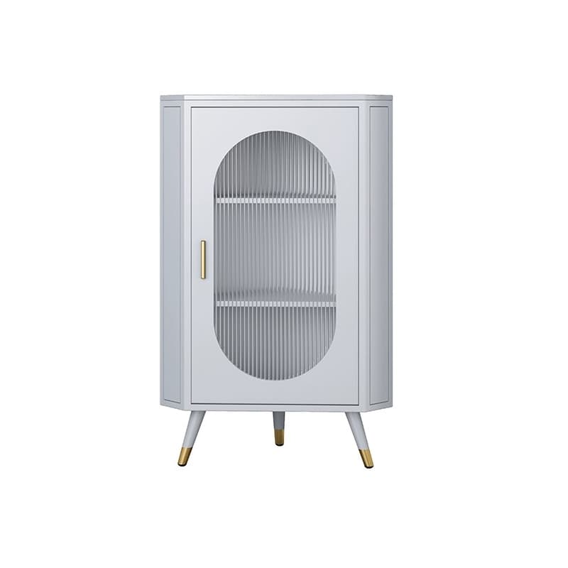 Modern Corner Accent Cabinet with Glass Doors and Iron Base (Easy Assembly) - image 11