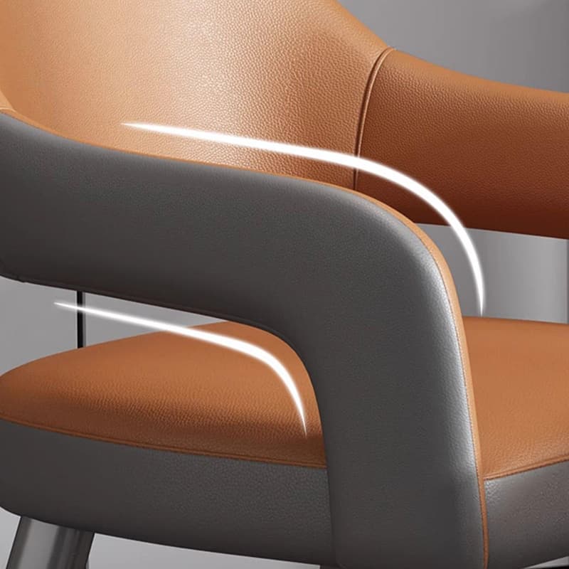 Faux Leather Arm Chair with Standard Back and Metal Legs in Gray for Kitchen & Dining - image 16