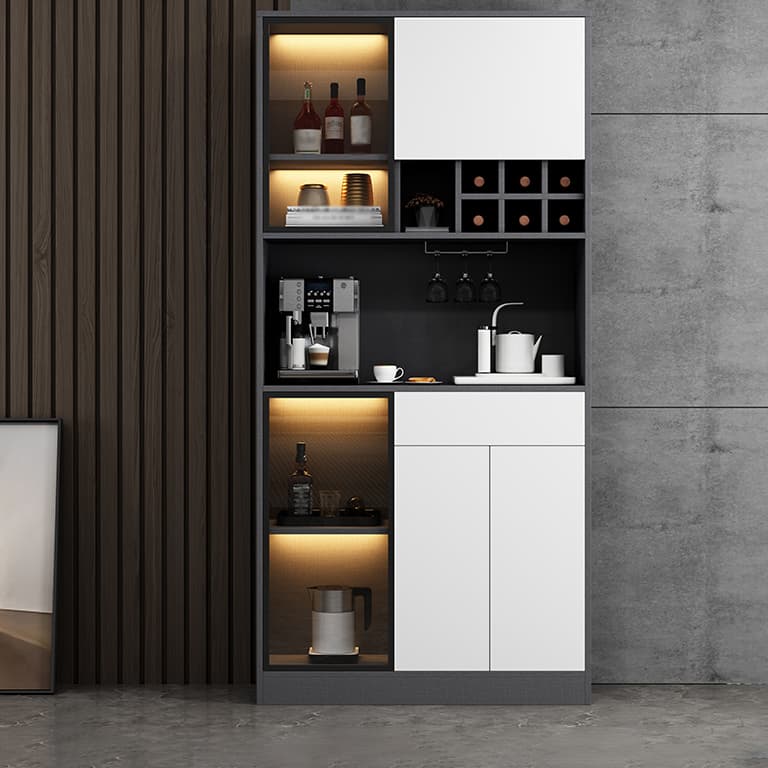 Wood Living Room Sideboard Cabinet Modern Credenza with Storage and Glass Door - image 6