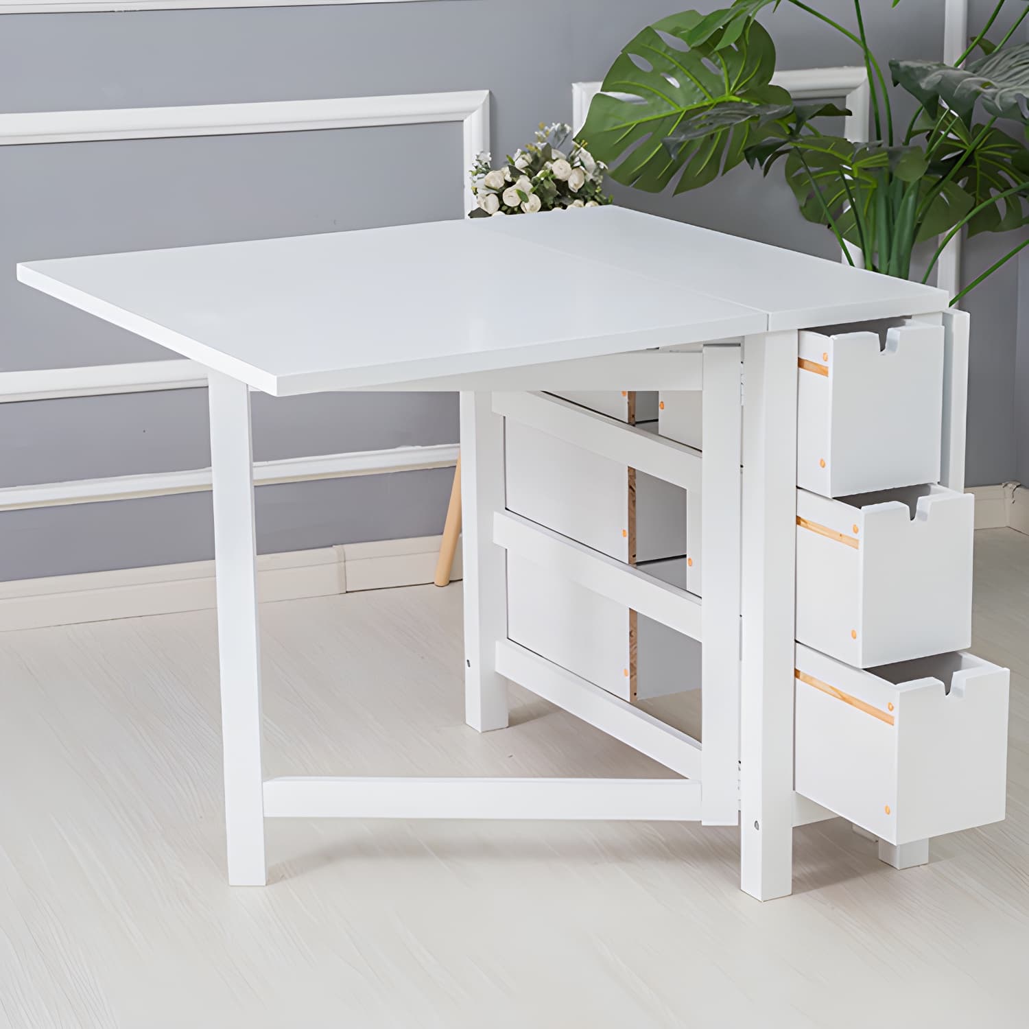 Modern Style Rectangle Solid Wood Drop-Leaf Dining Table, 59"L x 31.5"W x 29.5"H - image 12