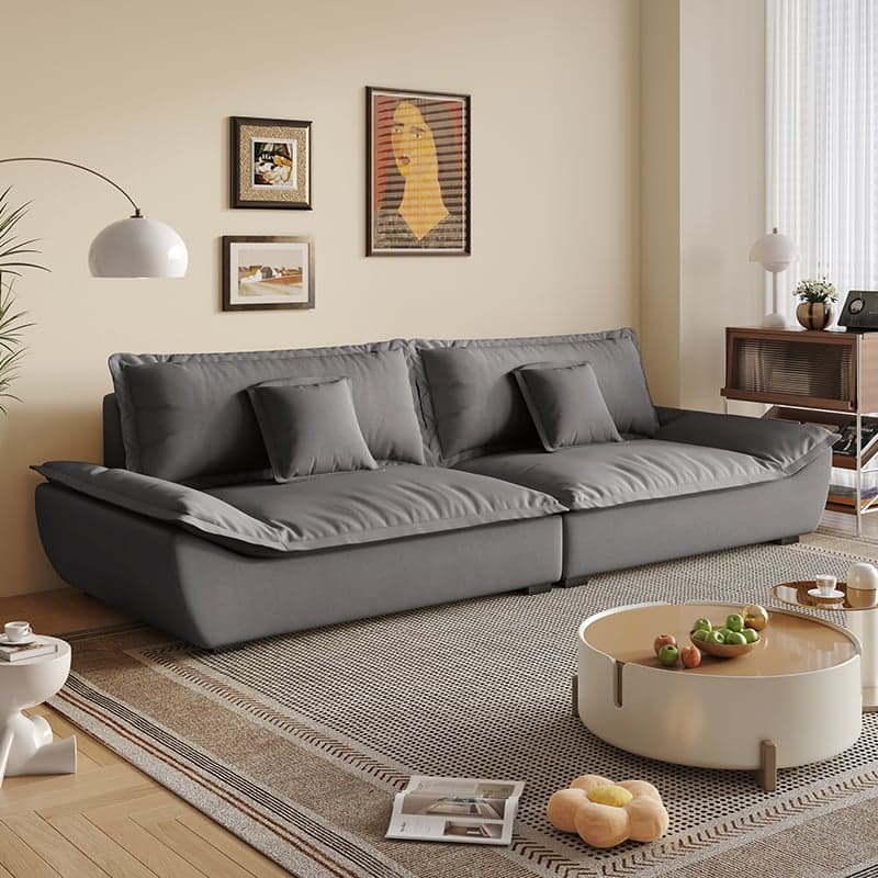 Modish Solid Color Stain Resistant Standard Sofa/Loveseat for 3-seater/4-seater/5 Person with 2 Pillows - image 6