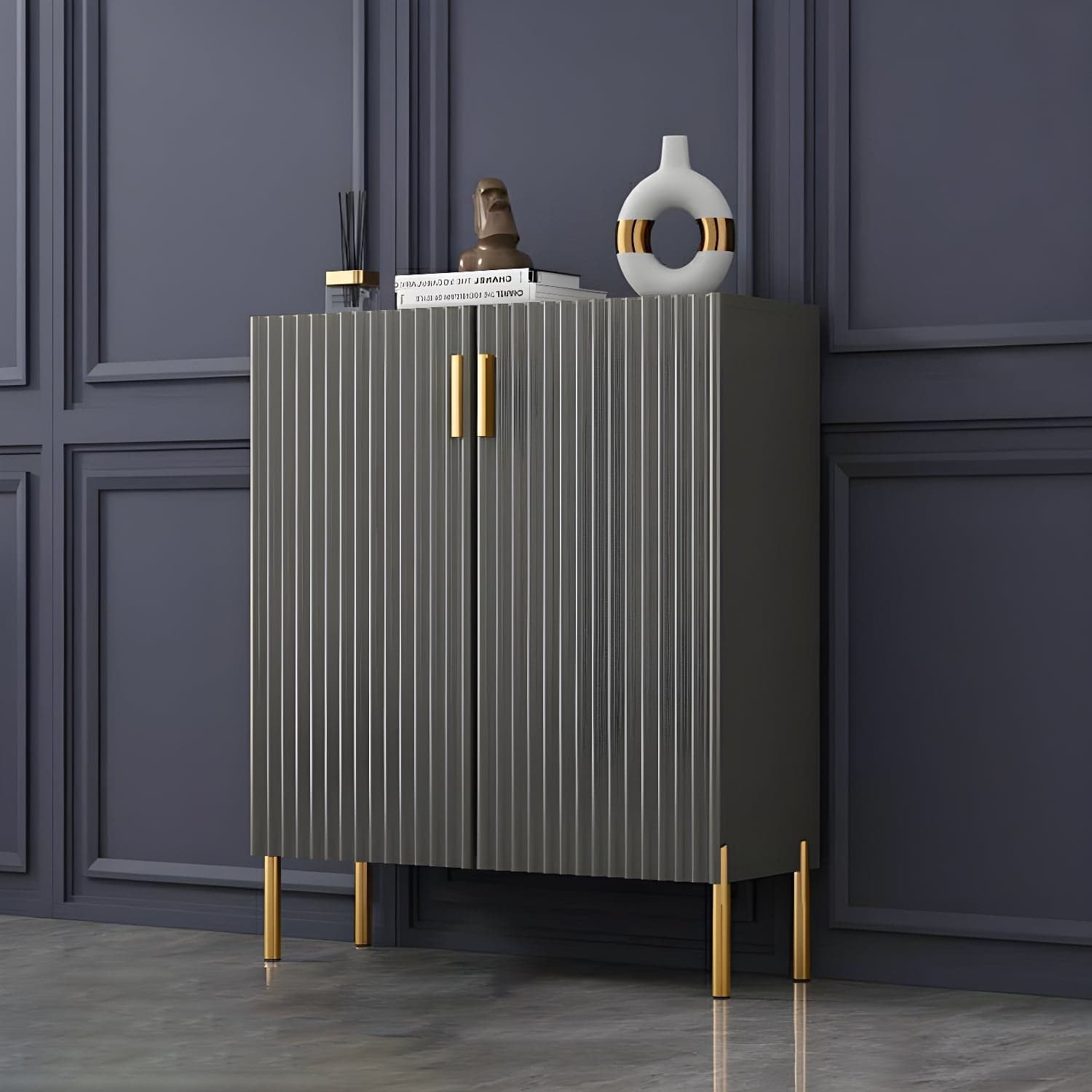 Glam Living Room Wooden Sideboard with Doors and Storage Shelves - image 4
