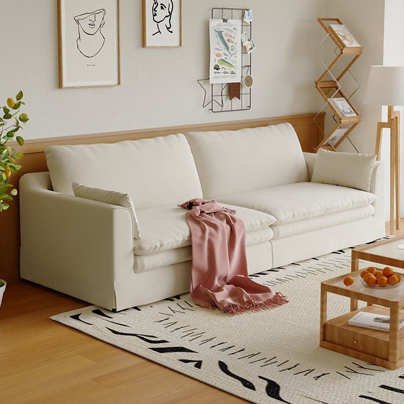 Modern Solid Color Scratch-defiant Standard Sofa in Light Gray/Emerald Green/Ivory, Seats 5/3-seater with Slipcover and 2 Pillows