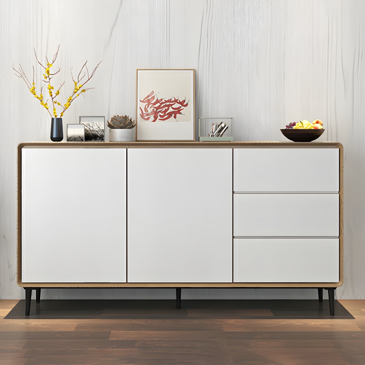 Modern Wood Buffet Sideboard Cabinet with 2 Doors and 3 Drawers - image 20