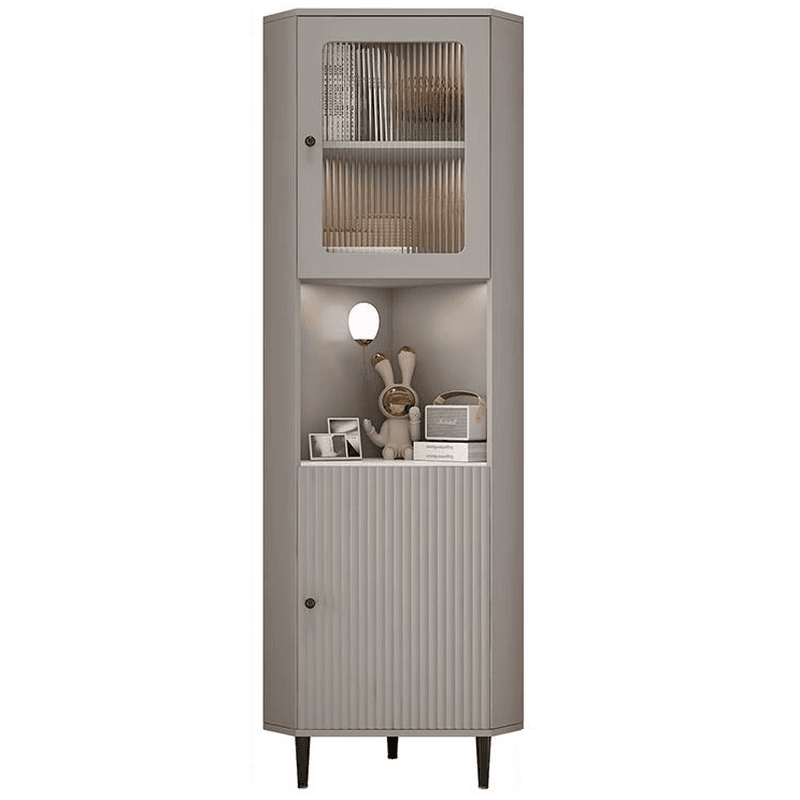 Grey/Beige Engineered Wood Utility Cabinet with Illuminating in a Modern Style - image 3