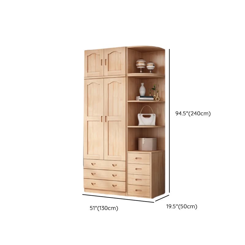 Modish Natural Color Reclaimed Wood Wardrobe Armoire with Soft Close Drawer, Soft Close Door - image 30