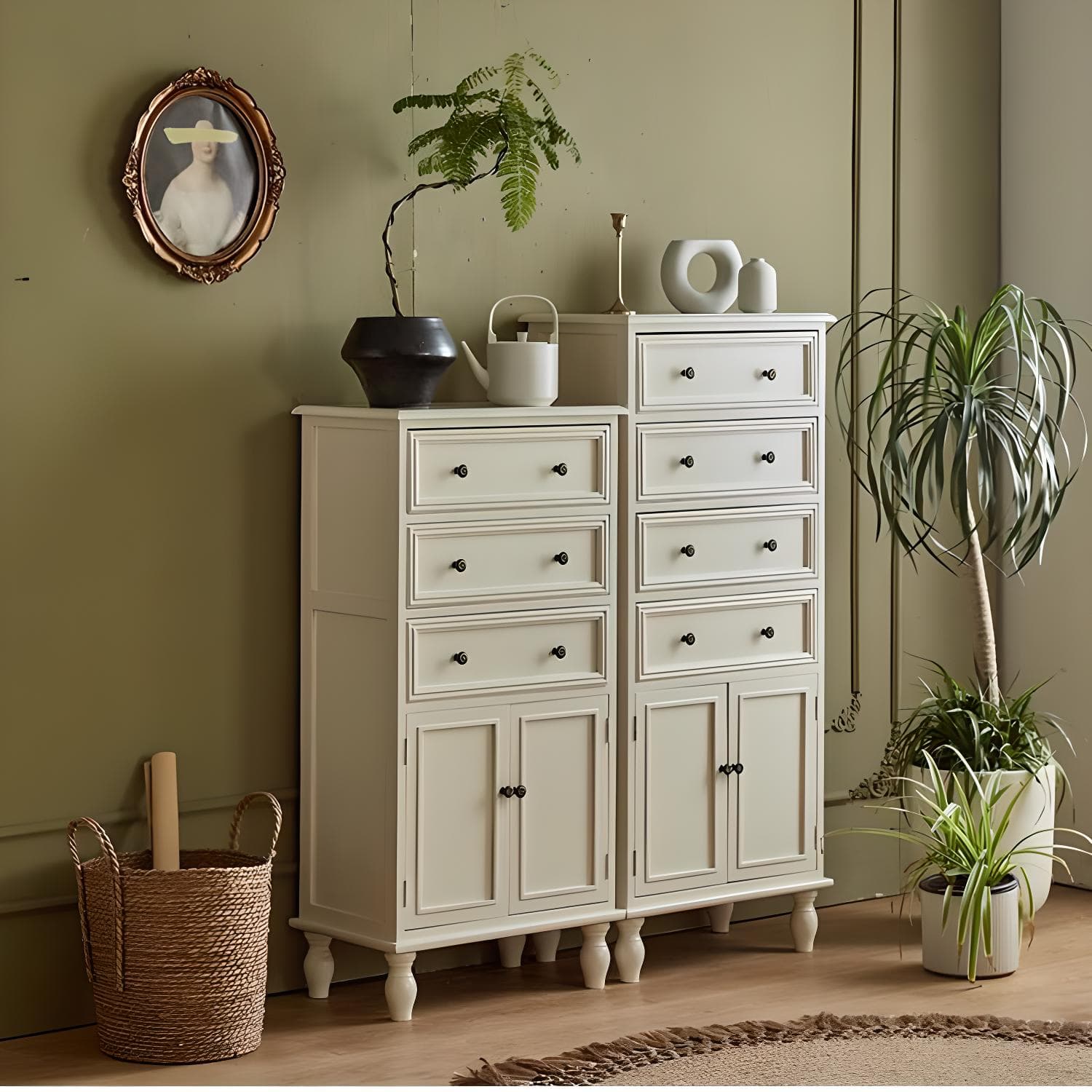 Mid-Century Modern Rectangular Wood Accent Cabinet with 1 Cabinet and Drawers - image 4