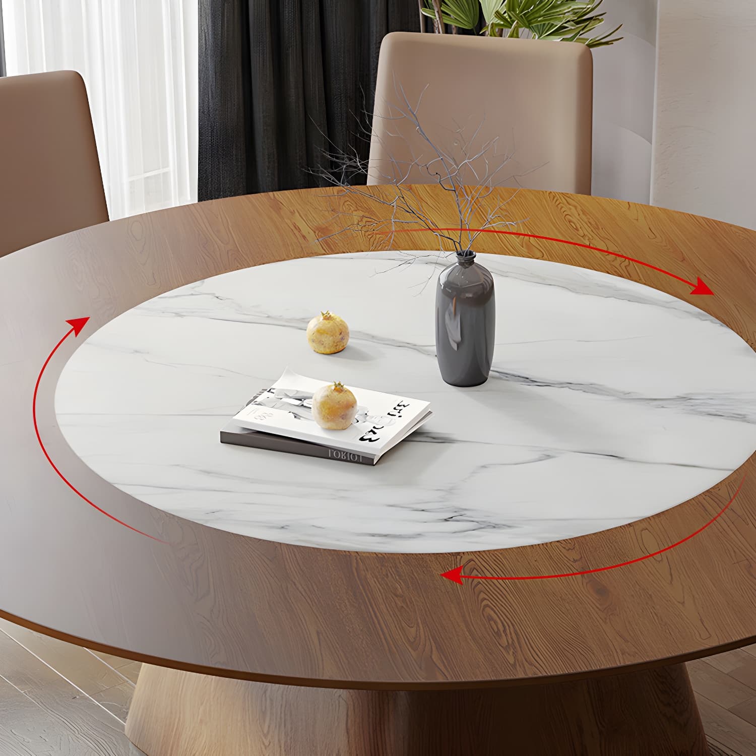 Contemporary Sintered Stone Table Round Table Set 1/6/8/9/12 Pieces Dining Set - image 9