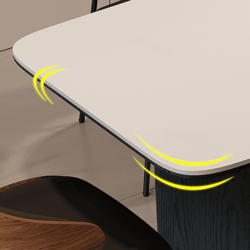 Minimalist Dining Table Set with Two-sided Pedestal, Fixed Table, Padded Chair with Back, and White Table Top - image 8