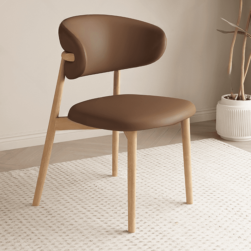 Art Deco Side Chair with Padded Upholstery, Midnight Black/Walnut/Wood Color Legs, Lumber Material, and Low Back - image 6