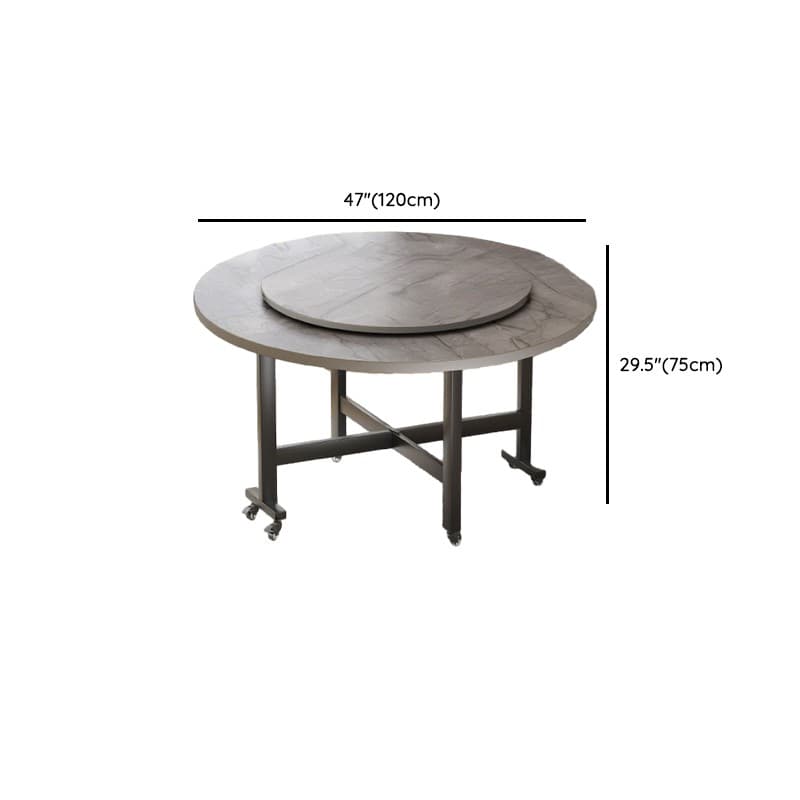 Contemporary Circular-shaped Timber Dining Table in Gray, Extendable - image 11