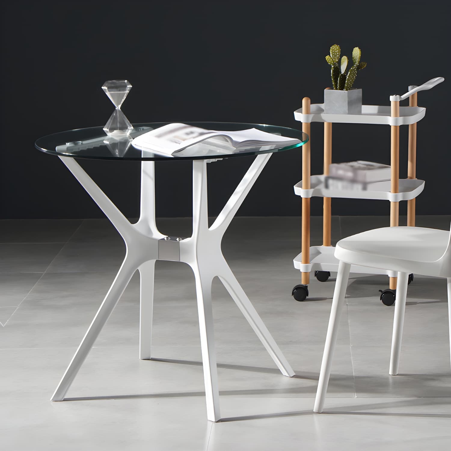 31.5" Modern Style Dining Table Round Glass Pedestal Dining Table for Home Use - image 8