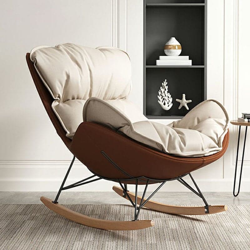 Stylish and Modern Upholstered Rocking Chair with Natural Wood Legs - image 7