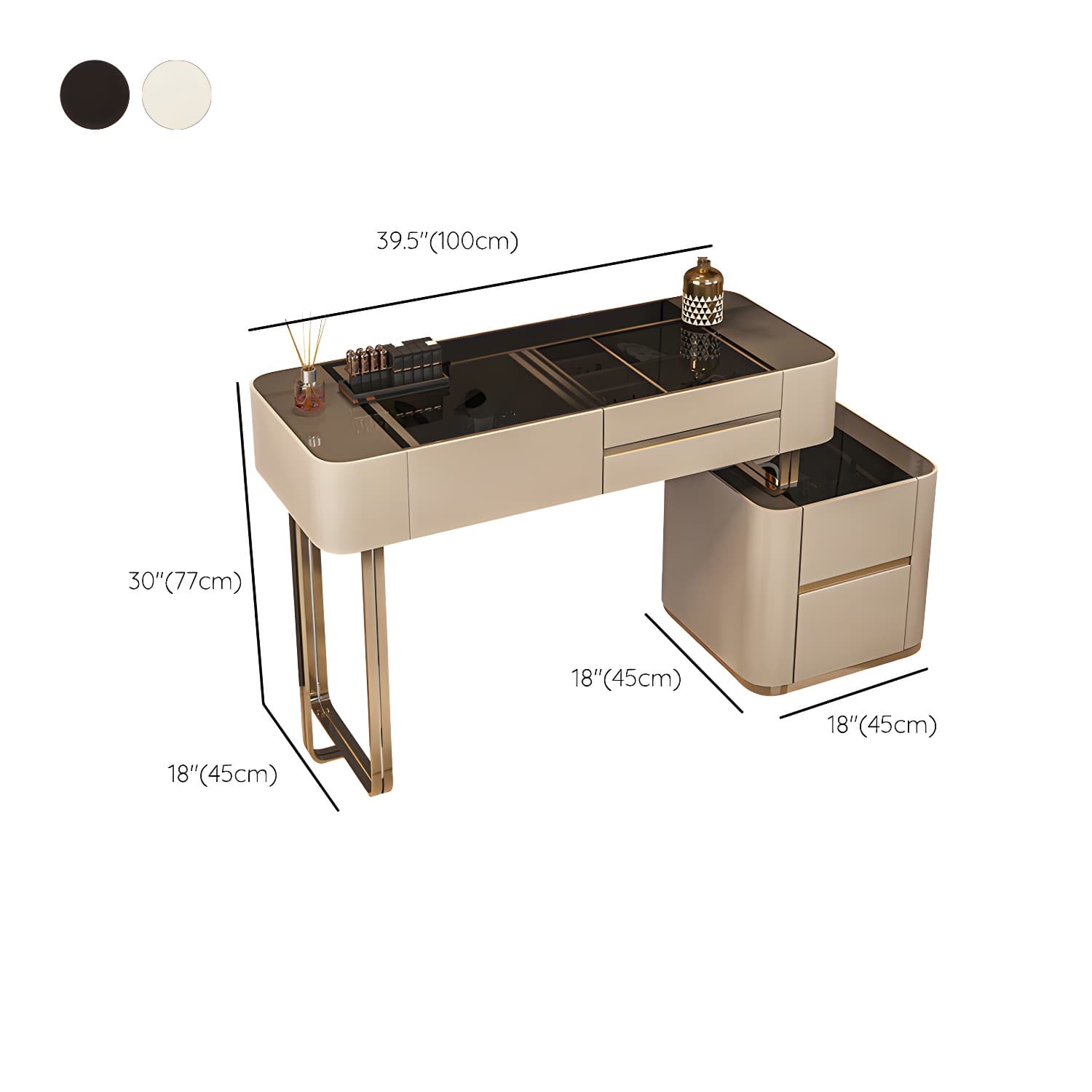 Luxurious Wood and Metal Make-up Vanity 5 Drawers & Lighted Mirror Dressing Table - image 16