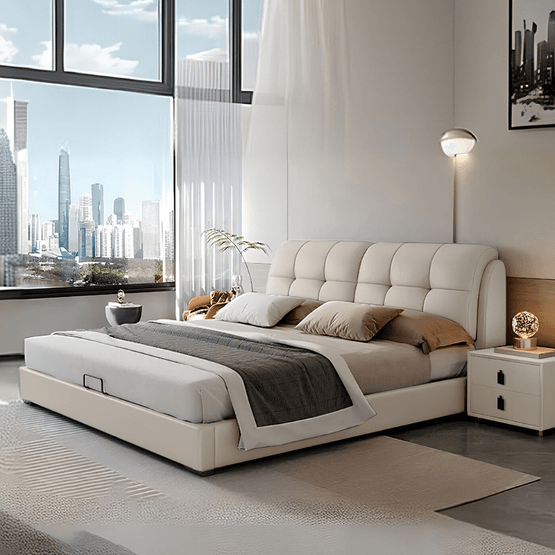 Solid Color Stitch-tufted Panel Bed for Bedroom