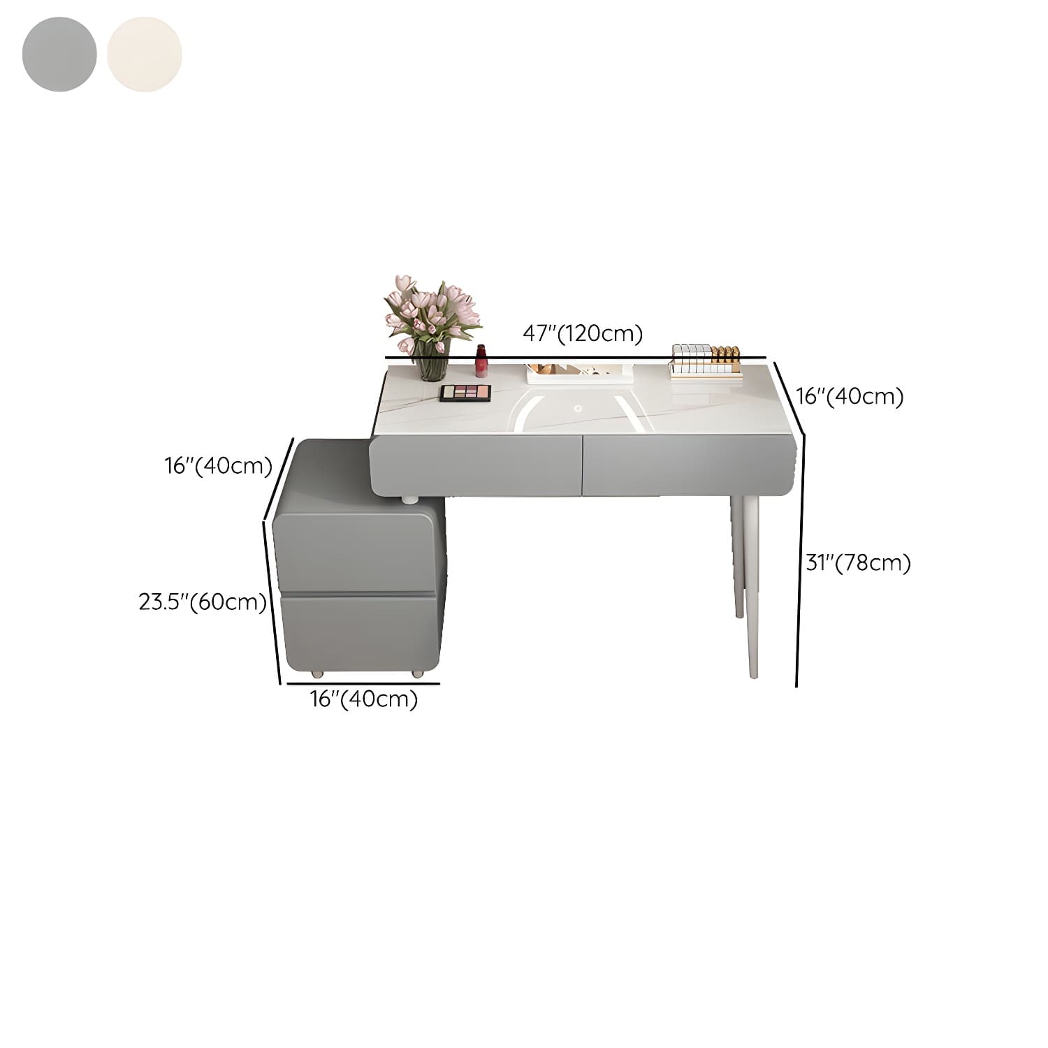 Contemporary Stone Top Vanity Dressing Table Bedroom Make-up Vanity - image 15