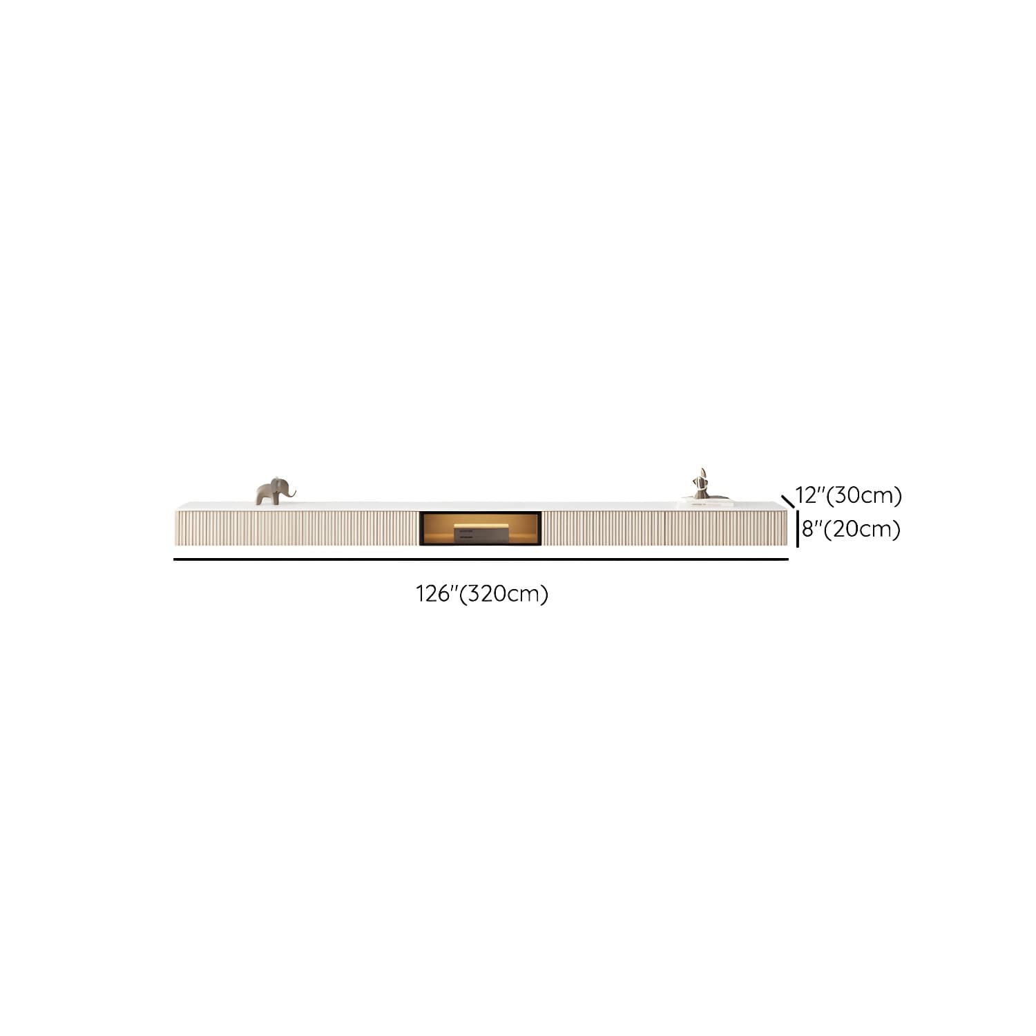 Glam Wall-mounted TV Media Stand Slate Top Wood Frame with Storage - image 20