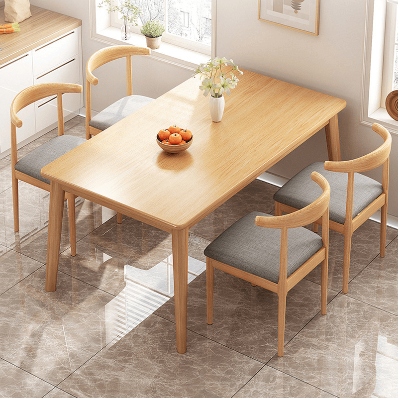 Rectangular Dining Table Set with Recycled Wood Fixed Table, Padded Chair Back, and Separable Design - image 4