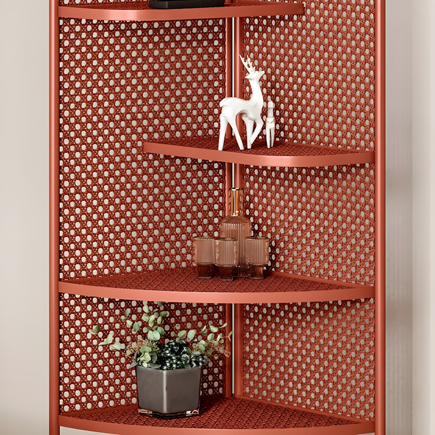 Corner Modern Accent Chest with Metal Countertop and Open Shelves, Water Resistant - image 13