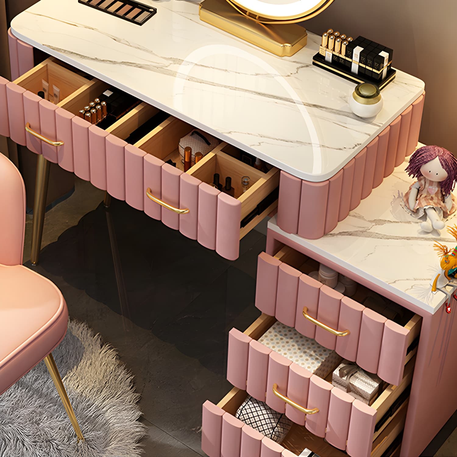 Wooden Makeup Vanity Storage Box Vanity Dressing Table for Bedroom - image 11