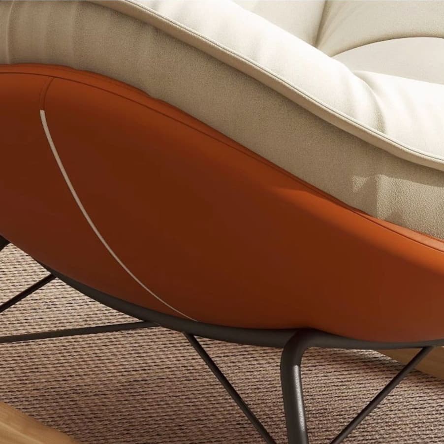 Modern Butter Color/Grey/Auburn Upholstered Padded Rocking Seat with Flared Arm, Scratch-repellent - image 11