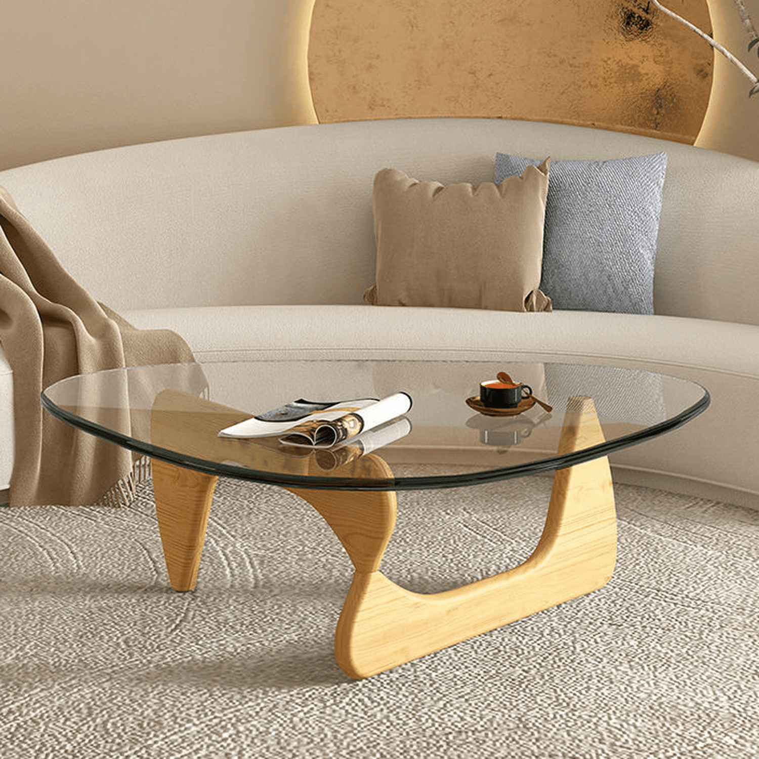 Simplistic Pennels Tempered Glass Single Side Table with Abstract Base Indoor Use - image 10