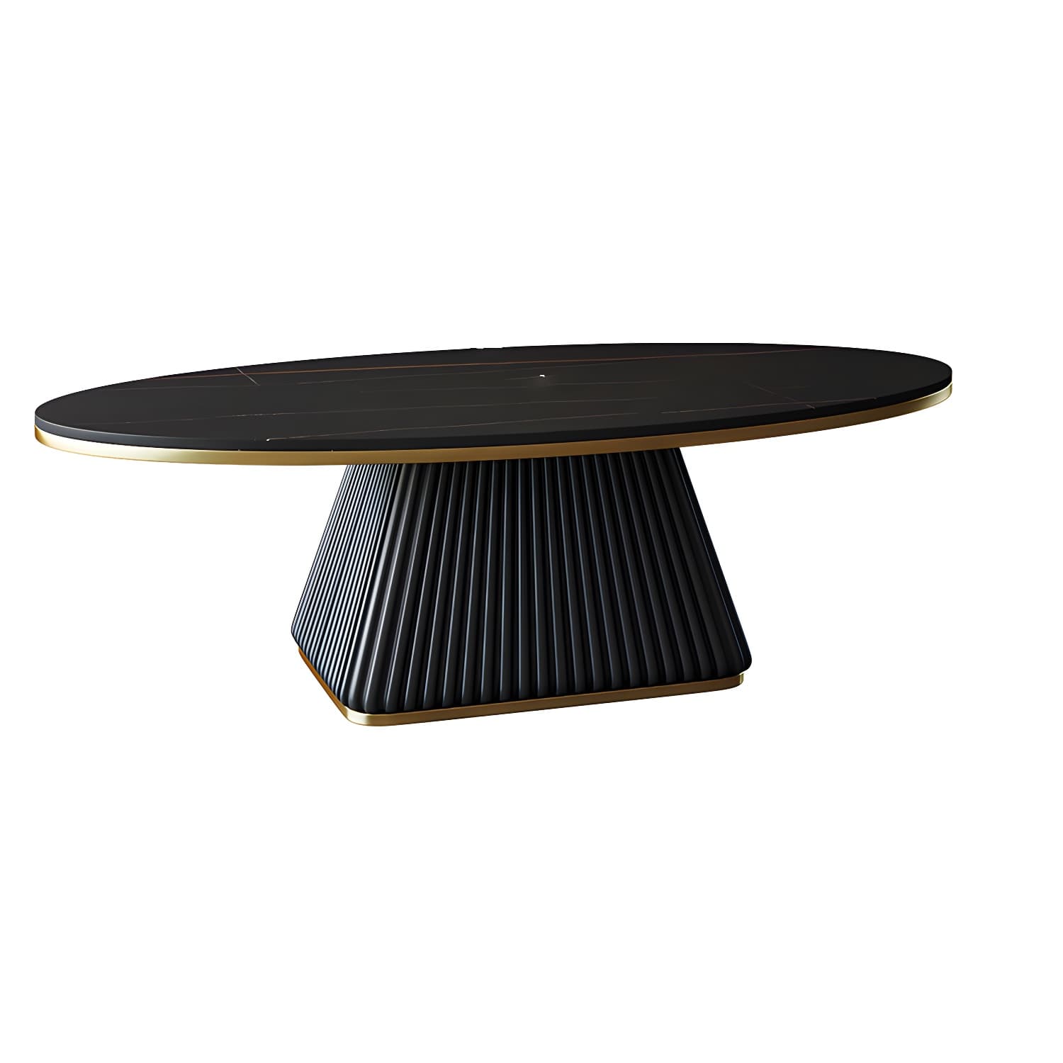 Glam Metal and Slate Cocktail Table Pedestal Coffee Table for Living Room - image 8